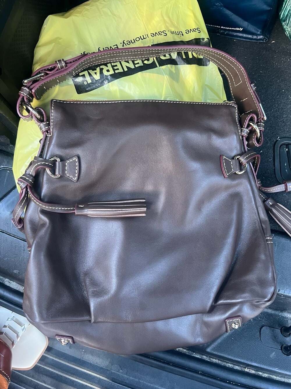Dooney & Bourke Brown Leather Shoulder Bag with Pouch - Picture 2 of 5